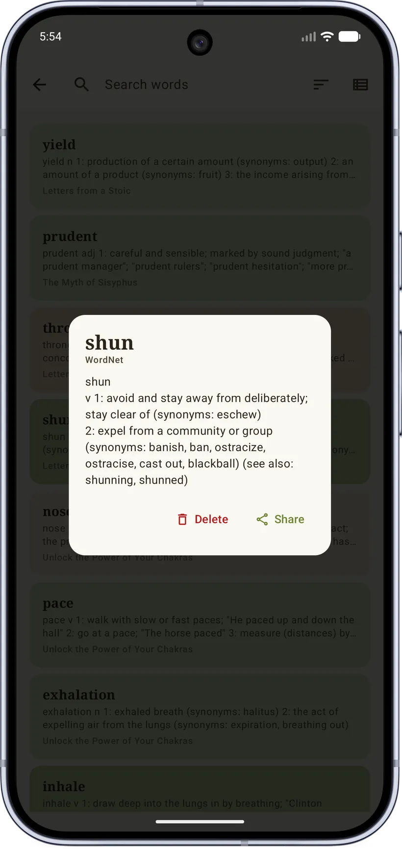 Definition card
