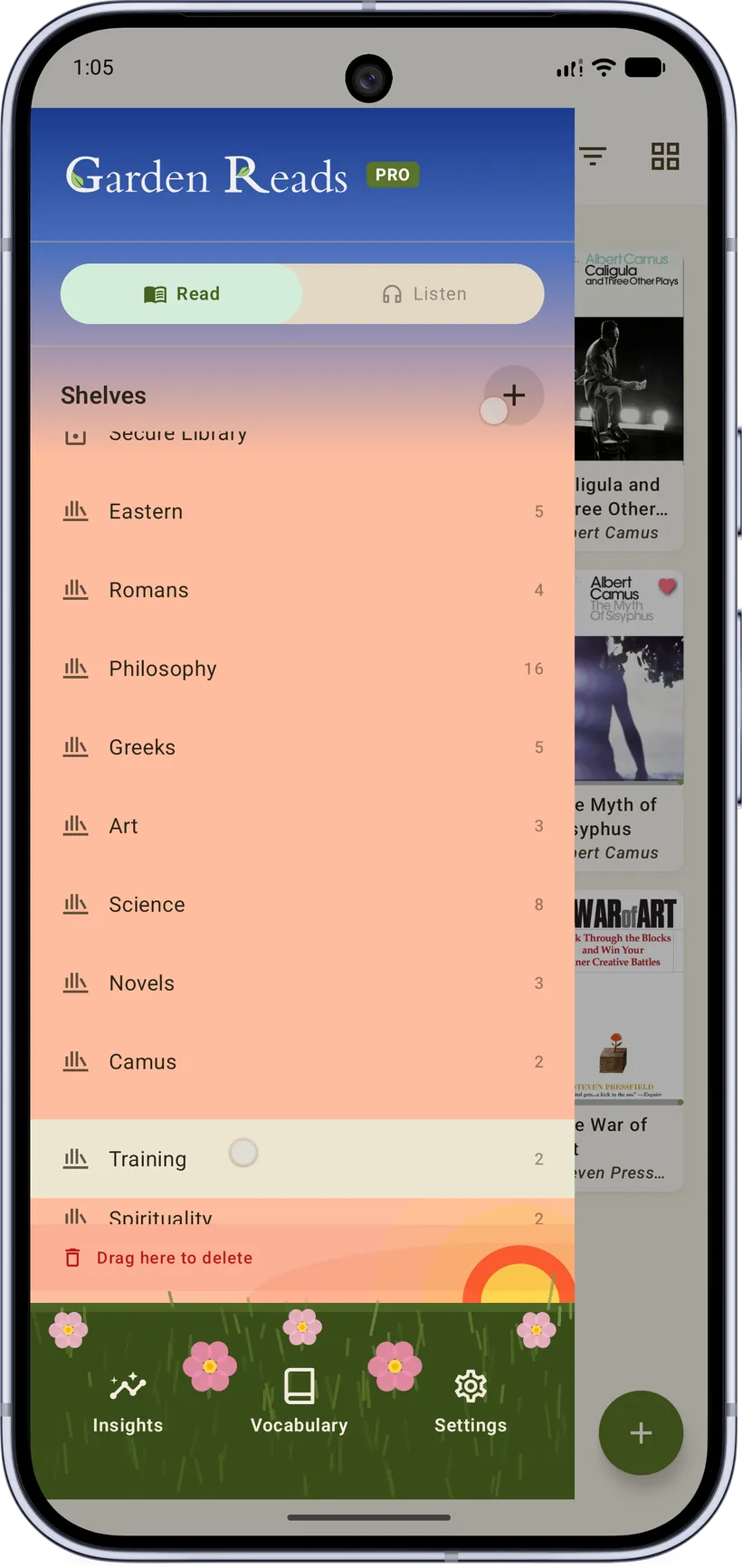 Reorder & delete shelves