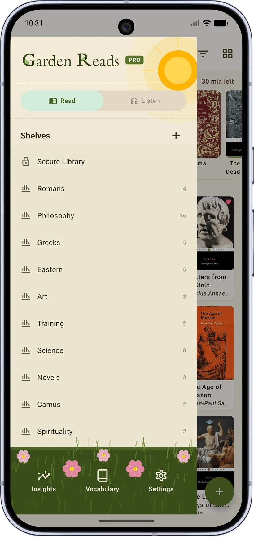 Drawer — Read mode