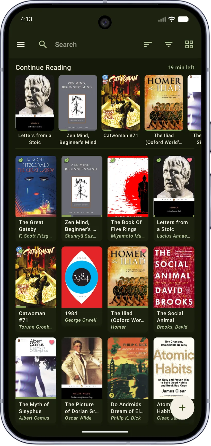 Library — dark mode