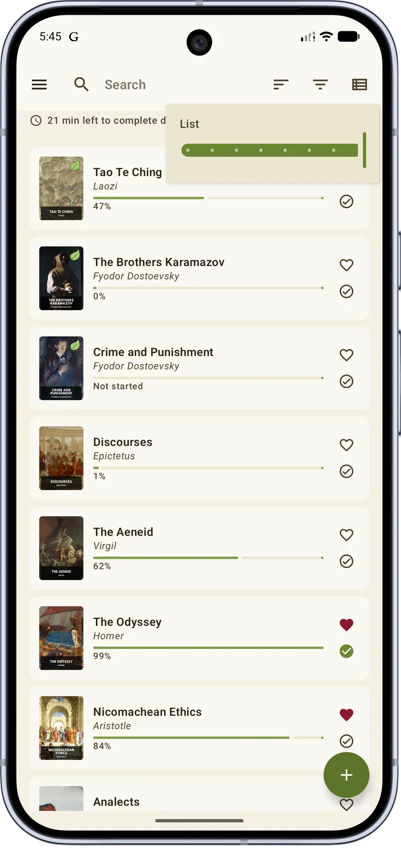 Library — list view
