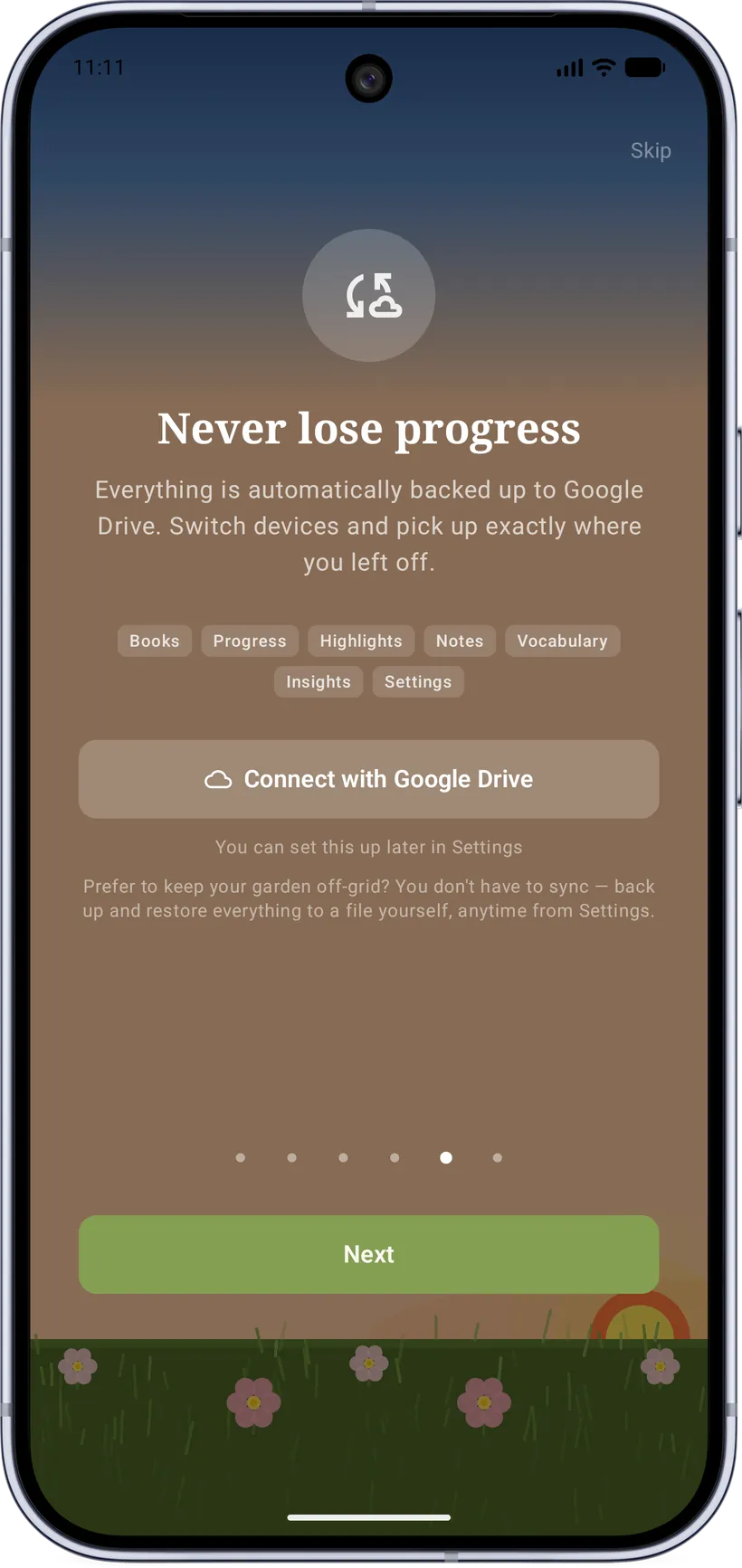 Never lose progress