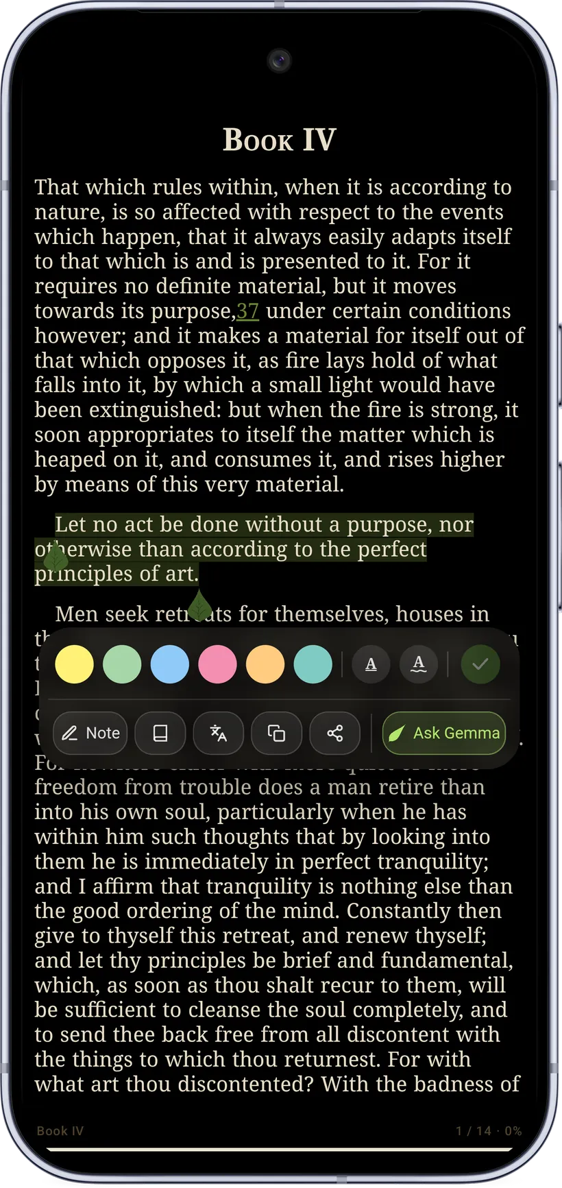 Text selection on a dark page