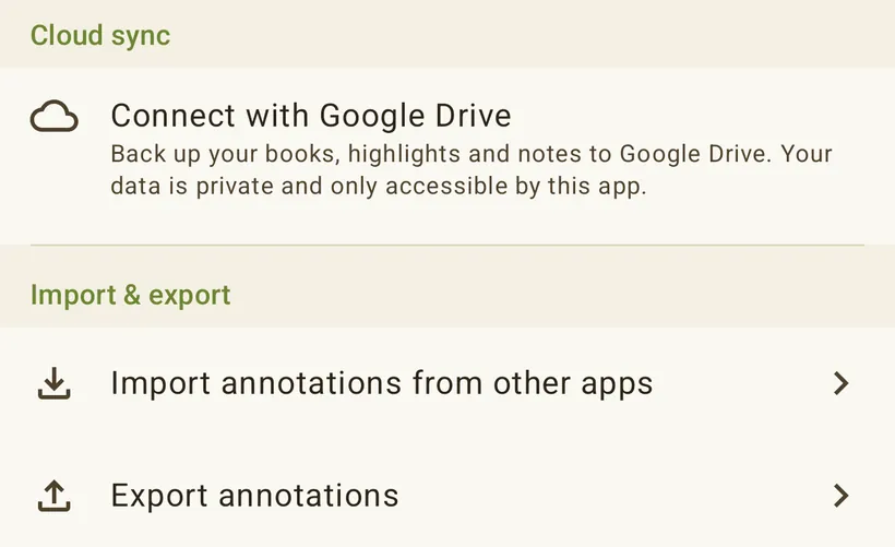 Sync & backup settings