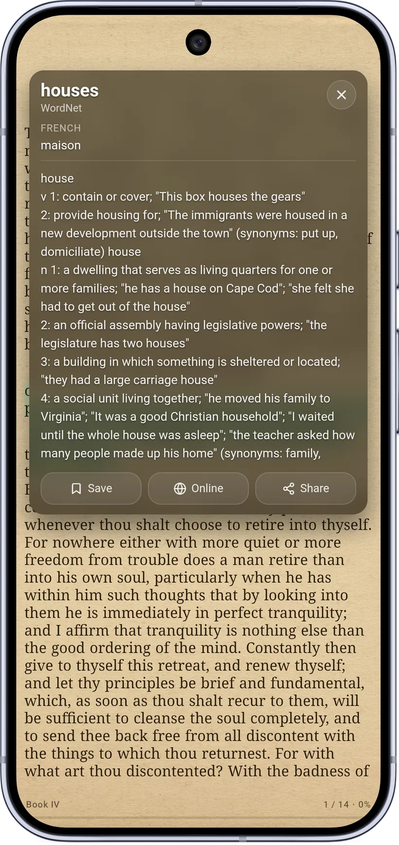 Word translations in-line