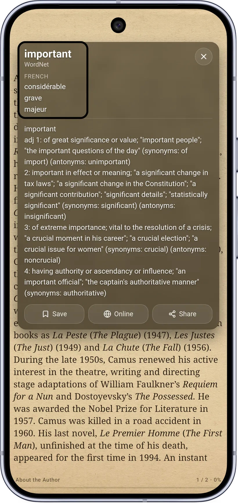 Word translations in-line